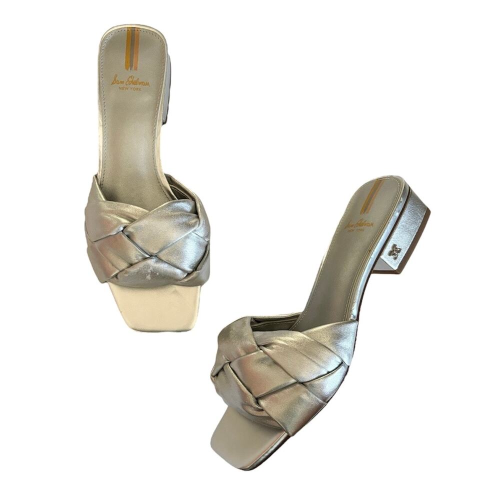 Sam Edelman Women’s Silver Dawson Slip On Slide Sandals Shoes Size 7.5
